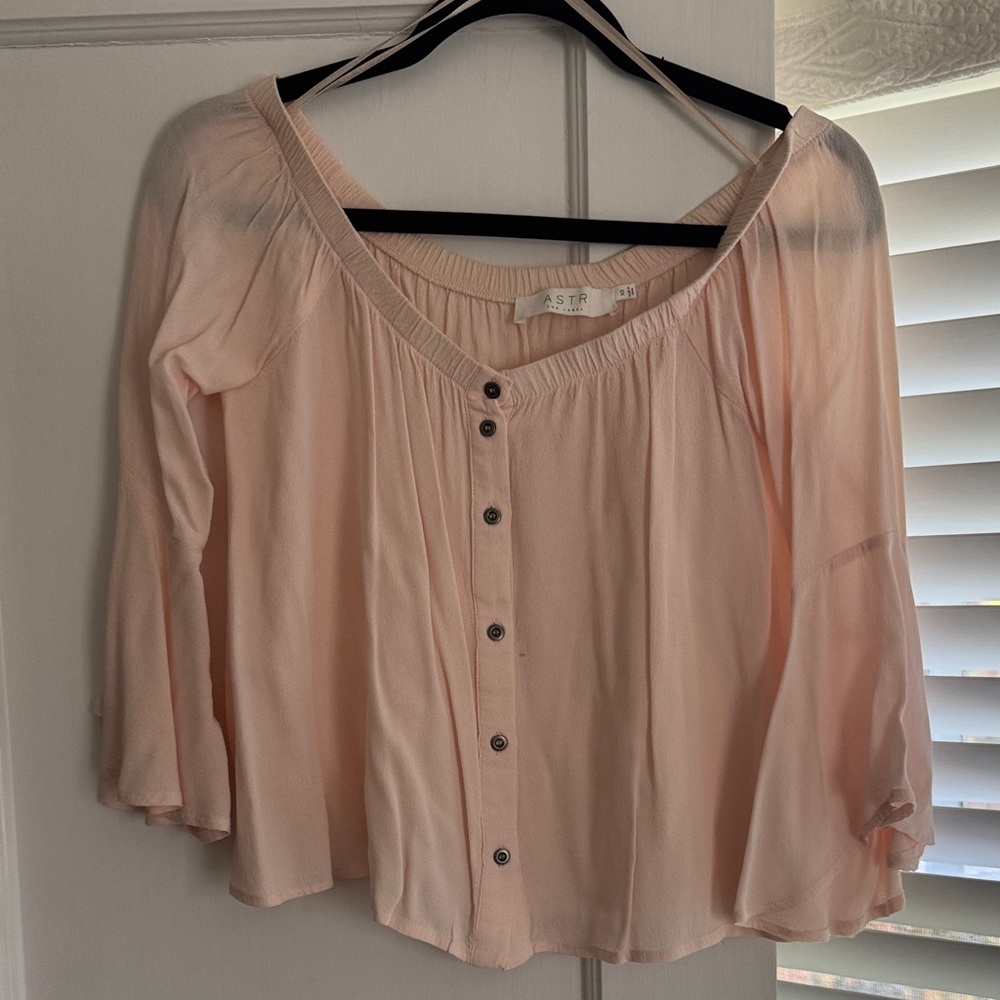 Astr Light Pink Off-Shoulder Blouse